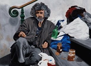 Obdachloser Öl auf Maltuch 120cm x 90cm ( nicht zu verkaufen ) 