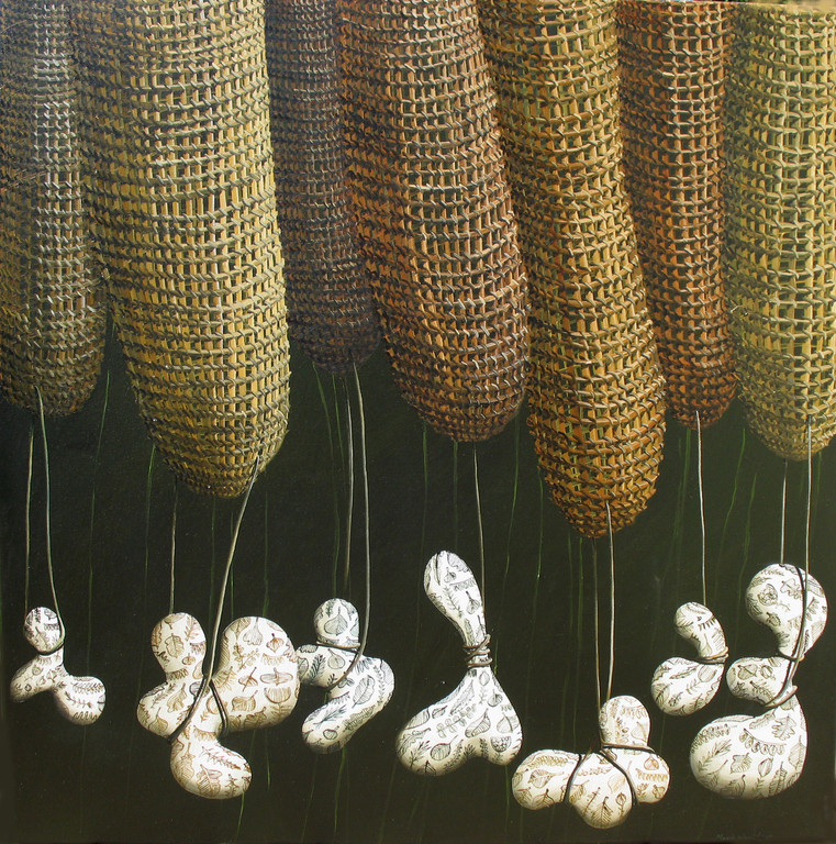 'Land Anchors', 710 x710mm, oil on canvas.