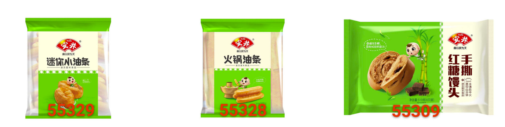 安井 火锅油条   迷你小油条    手撕红糖馒头  Hot Pot Frittierte Teigstangen, Mini-Frittierte Teigstangen, Handgerissene gedämpfte Brötchen mit braunem Zucker