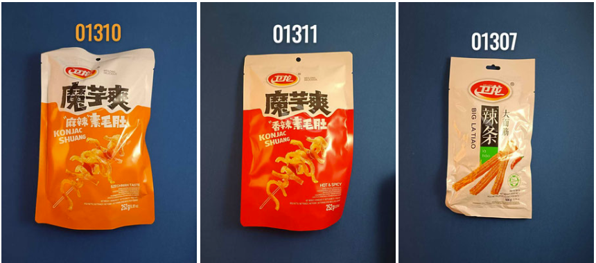 卫龙 大面筋，魔芋爽weilong instandkonjack, Gluten in Streifen