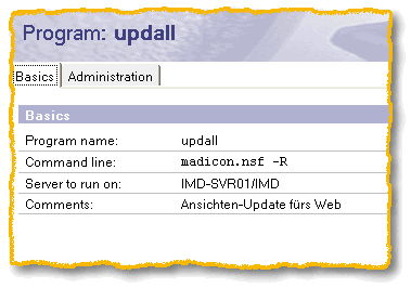 Programmdokument, UpdAll -R für eine bestimmte Datenbank