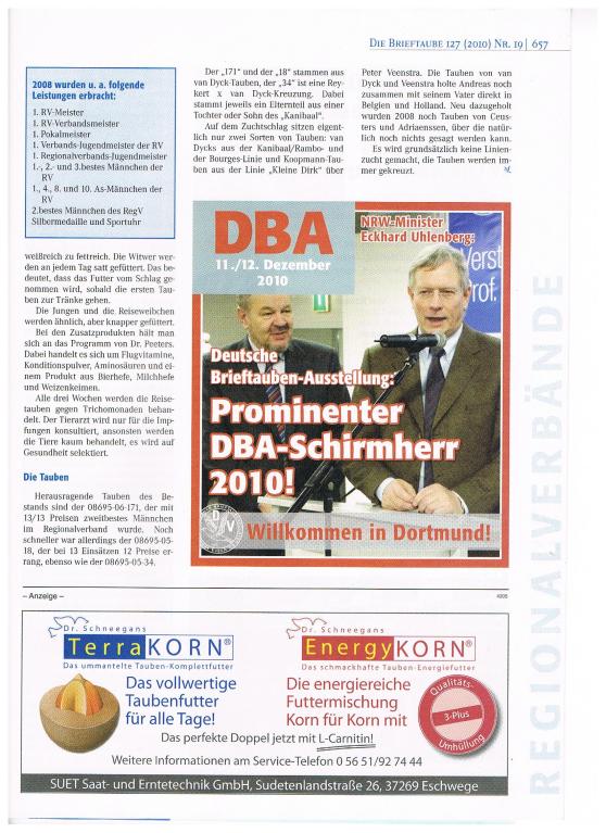 Beitrag in der Brieftaube 19/10 Über die SG Herbst.