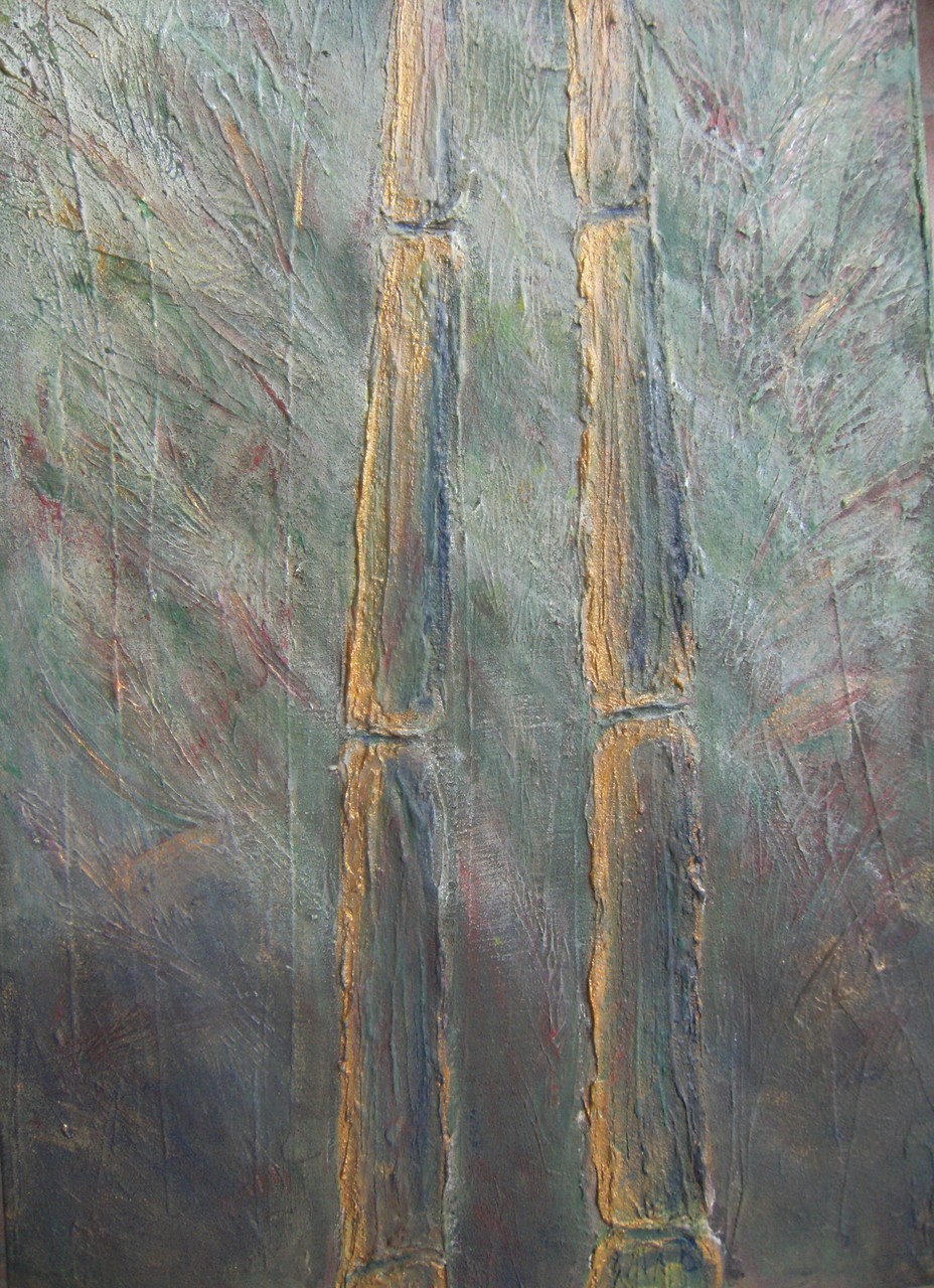 Bambous, 65x46 Acrylique et mortier