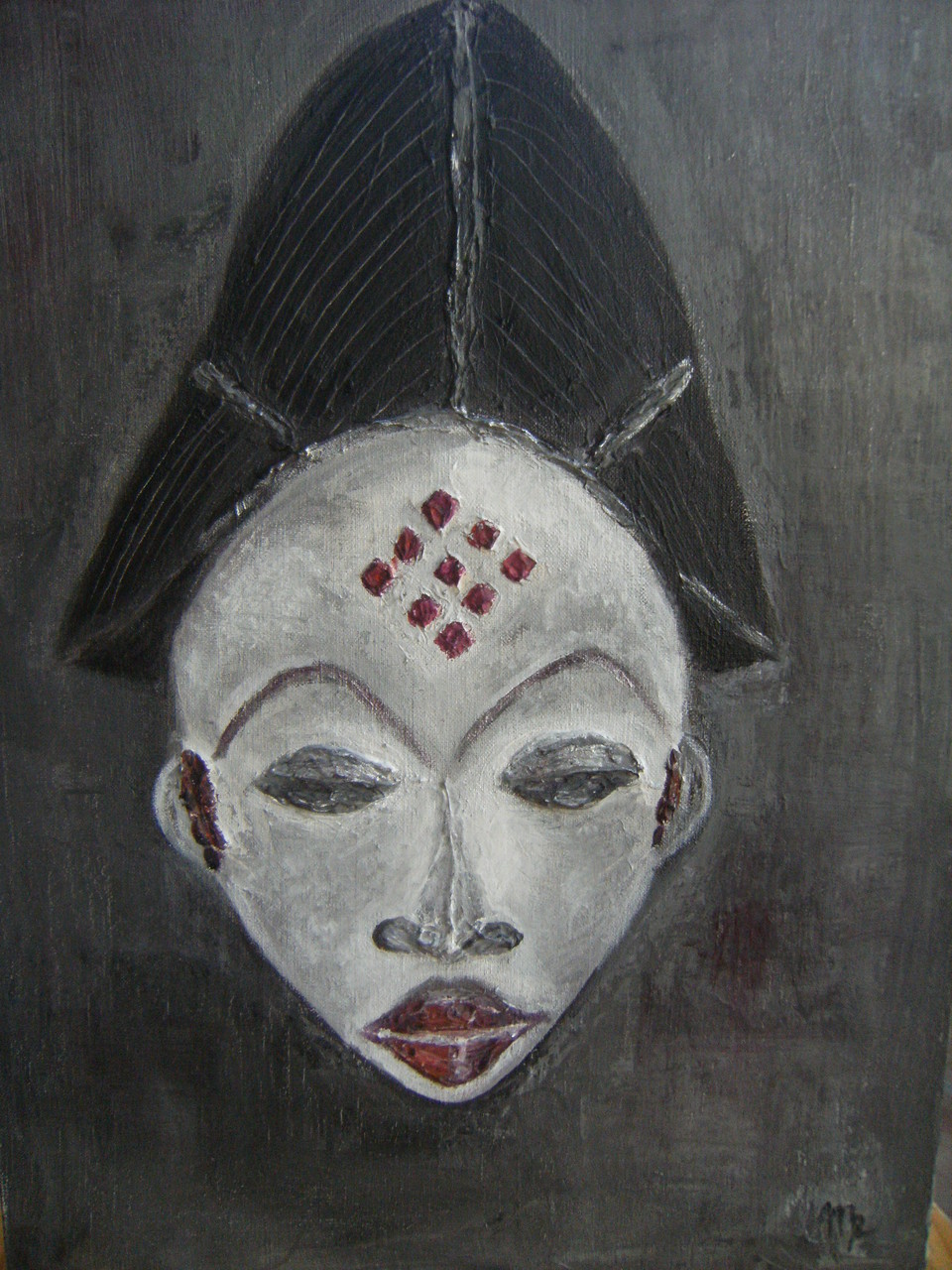 Masque - Mali, 46x33 Acrylique au mortier