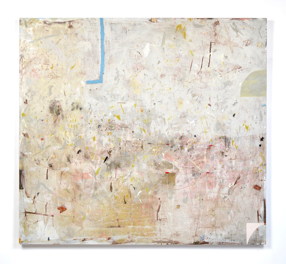 Today is Yesterday's Tomorrow, acrylic, drawing media & collage on 1/8" birch plywood, 44"x 48", 2022, available.