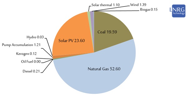 Capacity of the electricity generation segment in Israel by primary fuel type as of December 2024.