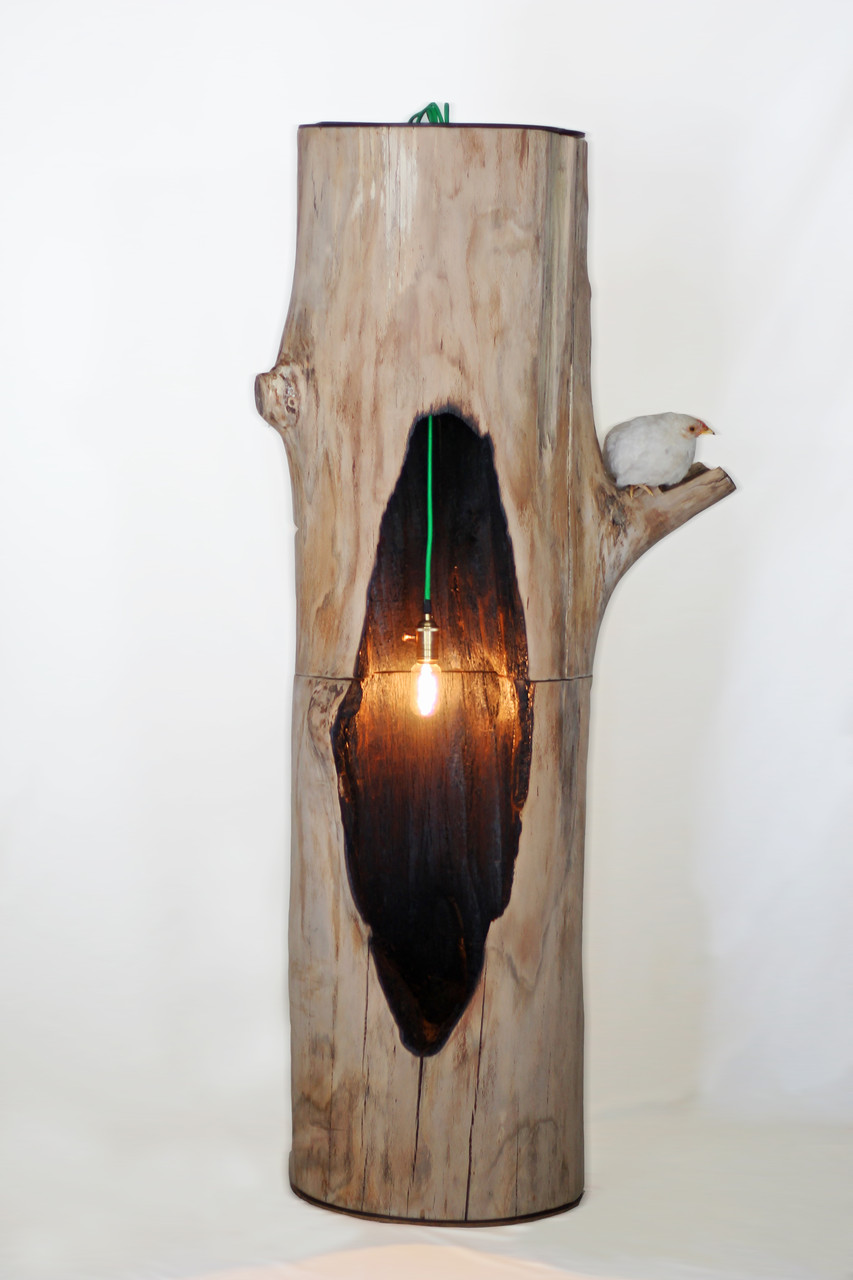 Holzskulptur, Buche, Edison, Lichtskulptur,  Feuerskulptur