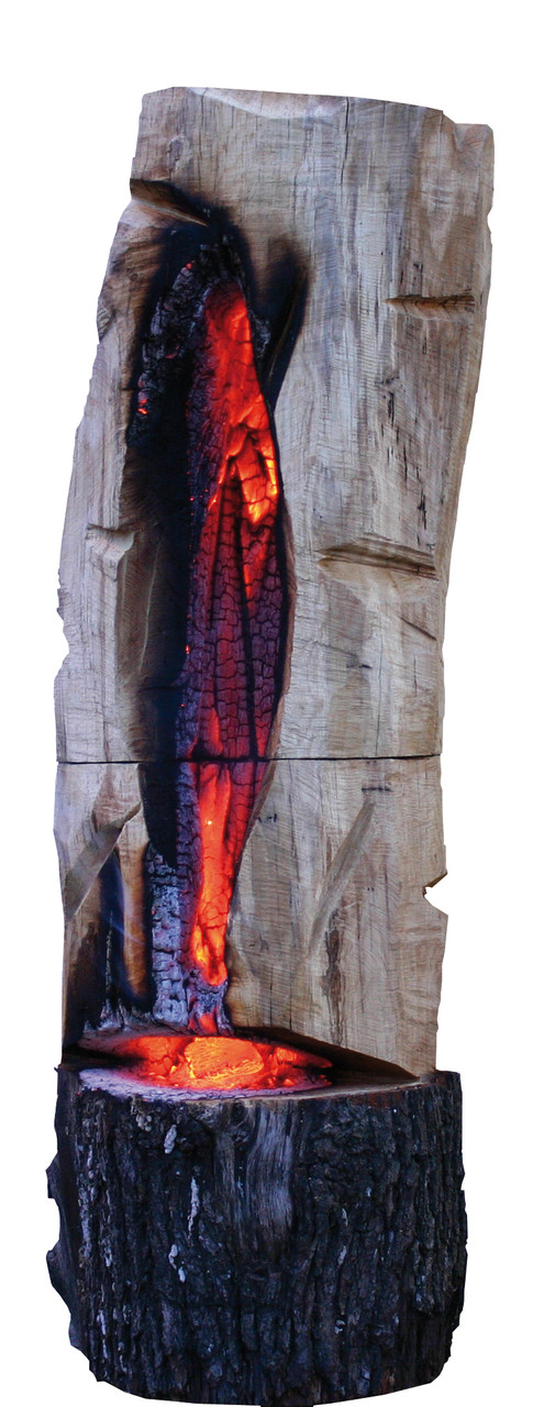 Holzskulptur, Eiche, Priapos, Lichtskulptur,  Feuerskulptur