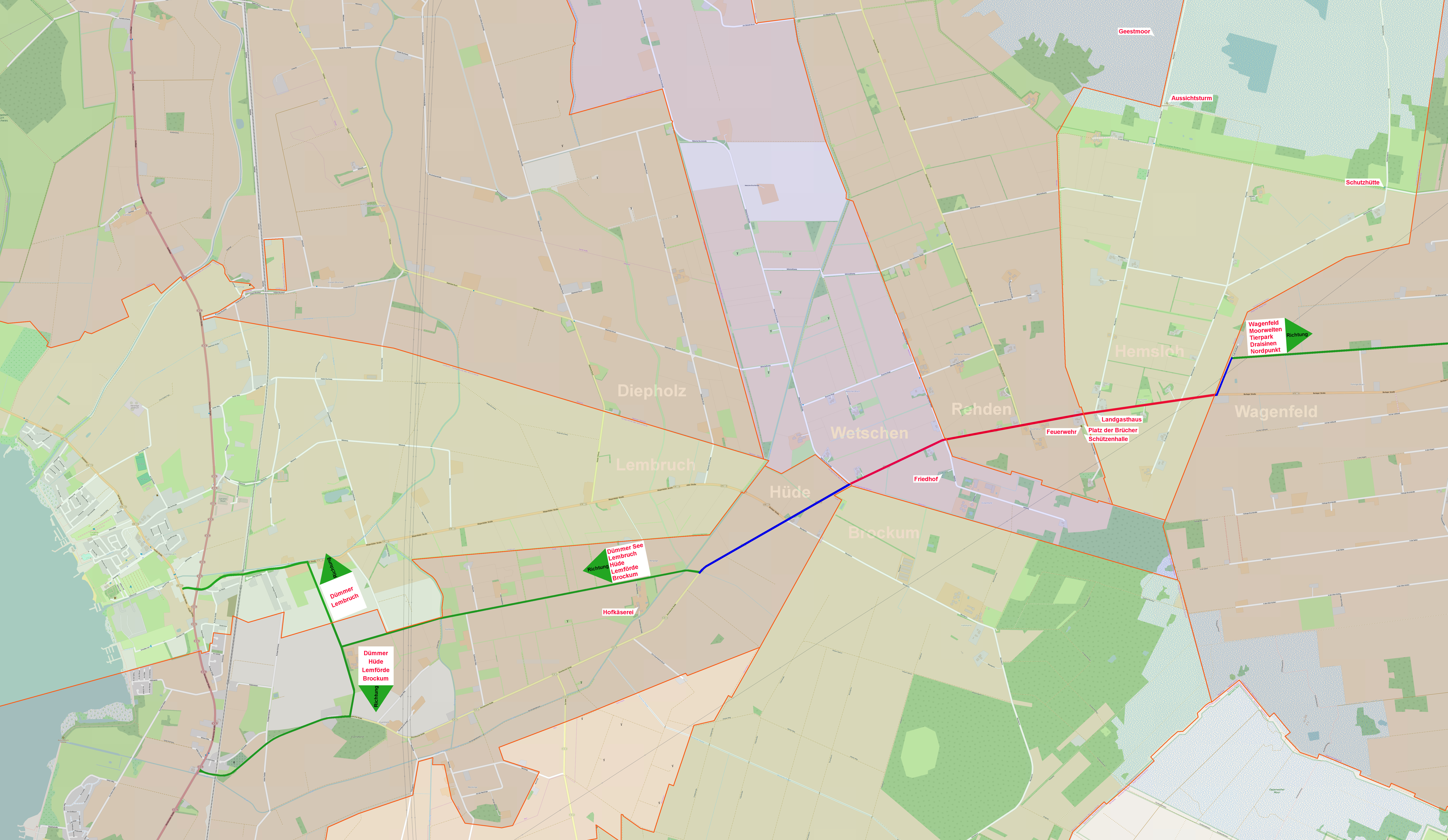 angedachte Radwegstrecke