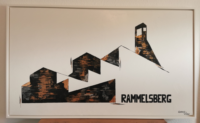 "Unter Tage III" Keilrahmen (120x70 cm) / Schattenfugenrahmen / Acrylfarben / Blattmetalle (Auftragsarbeit)  