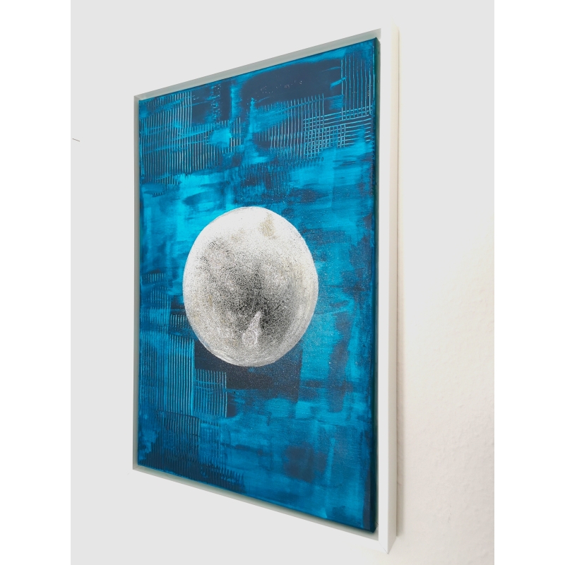 FULL MOON (40x60 cm)  Leinwand/Schattenfugenrahmen/Acrylfarben/Glitzer