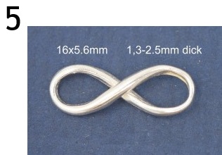 5 925er Silber Infinity klein 6  x 16 mm