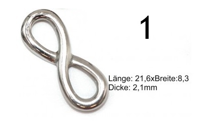 1 Edelstahl Infinity schmal 8  x 22 mm