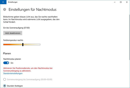 Nachtmodus aktivieren / deaktivieren