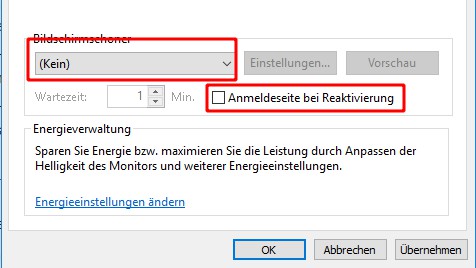 Anmeldeseite Windows Bildschirmschoner