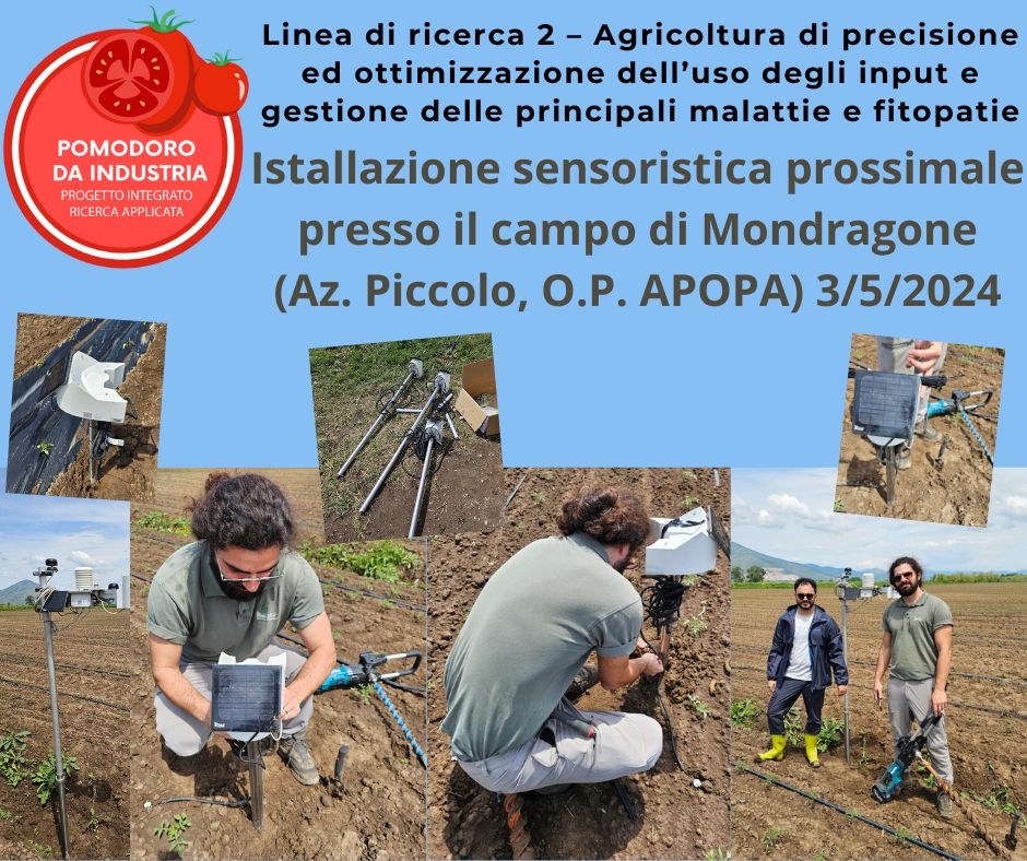 Istallazione sensoristica prossimale presso il campo di Mondragone