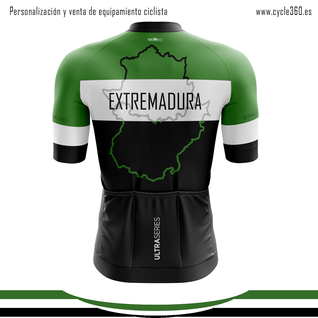 Maillot corto ciclista tope de gama UltraSeries Club - modelo EXTREMADURA -  Uso deportivo - PERSONALIZATE CON CYCLE360