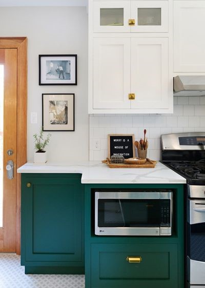 Rich Green And Retro Touches Remake A Kitchen By Houzz Com
