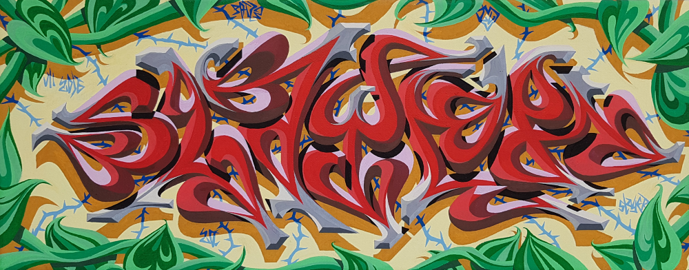 PAT23 "Slayer" Leinwand 50x20 - Graffiti Kunst Leipzig