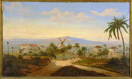 Plantation in Saint Croix (Virgin Islands), the West Indies, ca 1850, painting by Fritz Melbye. 