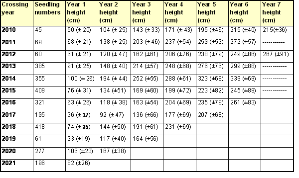 Fruit Tree Height Chart