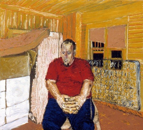 Going to begin chronicling my paintings. Studied art in a cultural desert at East Texas State University. This environment nurtured an extraordinary group of peers to create art as entertainment . GREG IN RED 66x84 oil on canvas 1982 was the first paintin