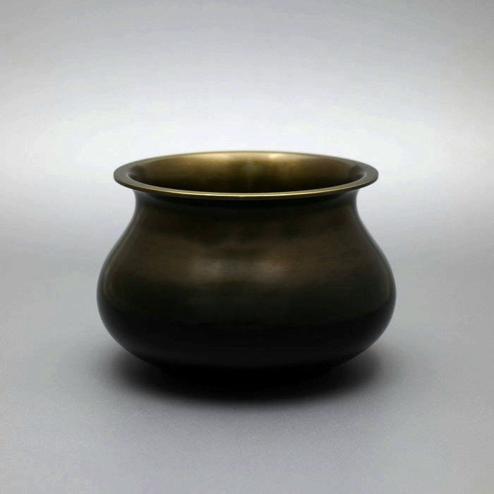 茶道具 唐銅袋形建水 茶道具 建水銅製袋型 腰黒 唐