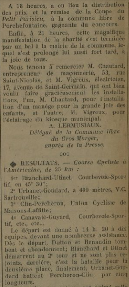 "Journal de Poissy et ses environs" du 8 juiller 1937