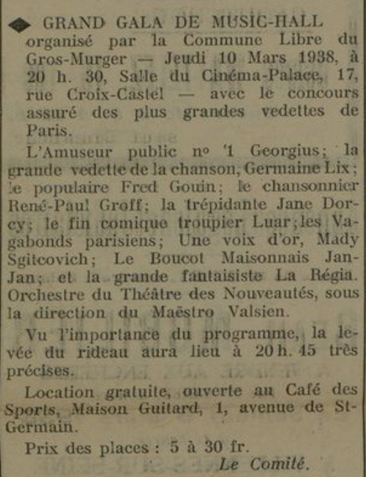 "Journal de Poissy et ses environs" du 3 mars 1938