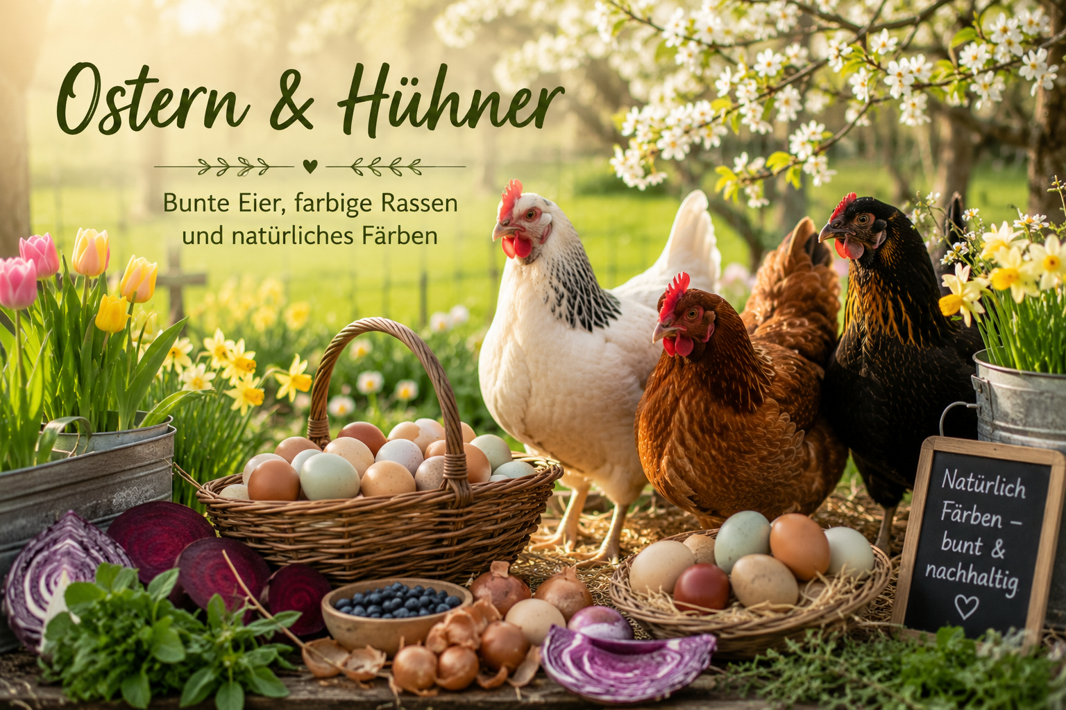 Ostern & Hühner – Bunte Eier, farbige Rassen und natürliches Färben