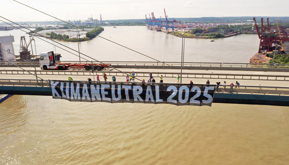 Klimademo, Köhlbrandbrücke 2020