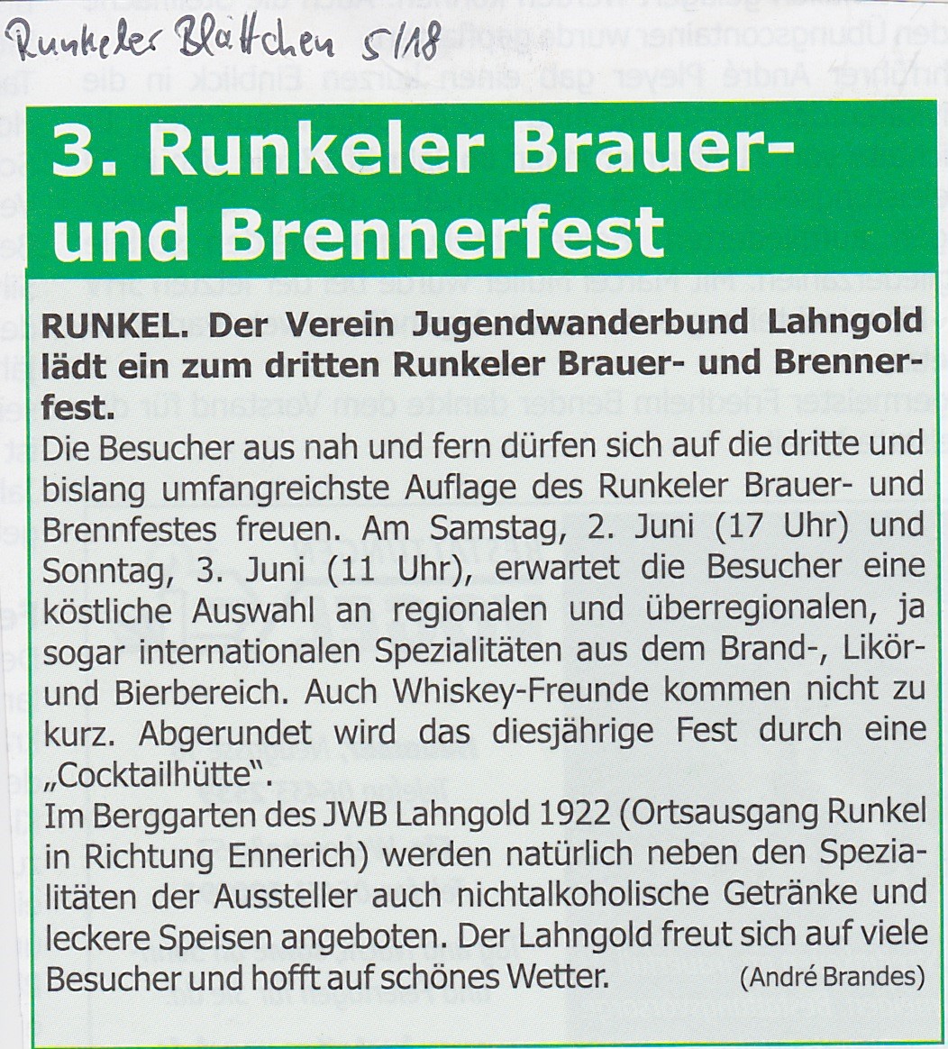 Vorbericht 3. Veranstaltung, Runkeler Blättchen