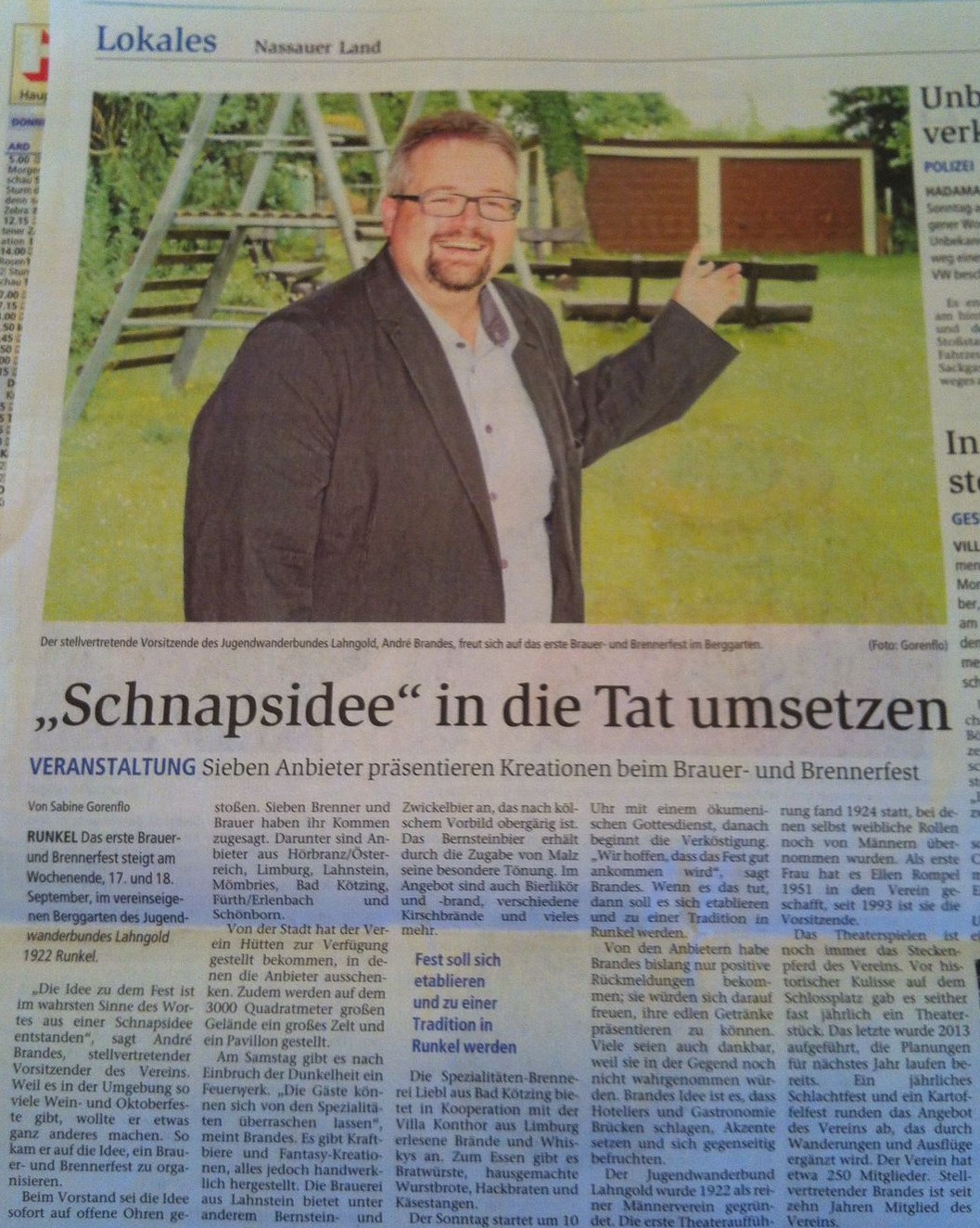 Vorbericht 1. Veranstaltung, Weilburger Tageblatt