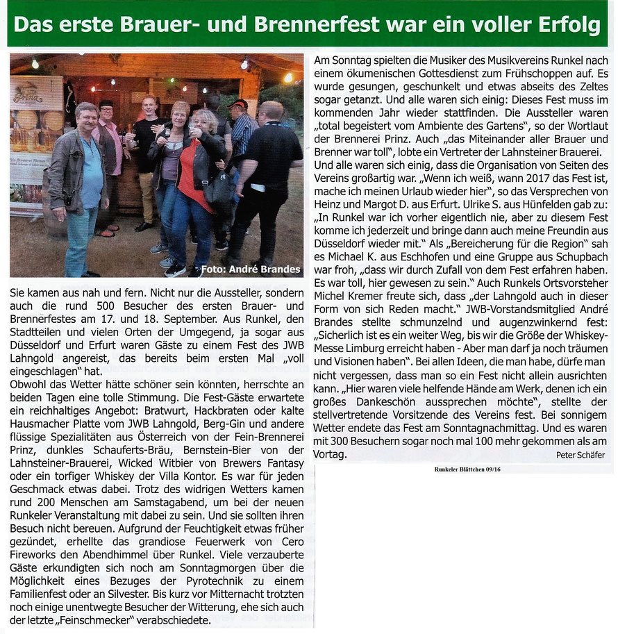 Nachbericht 1. Veranstaltung, Runkeler Blättchen
