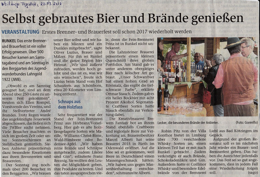 Nachbericht 1. Veranstaltung, Weilburger Tageblatt