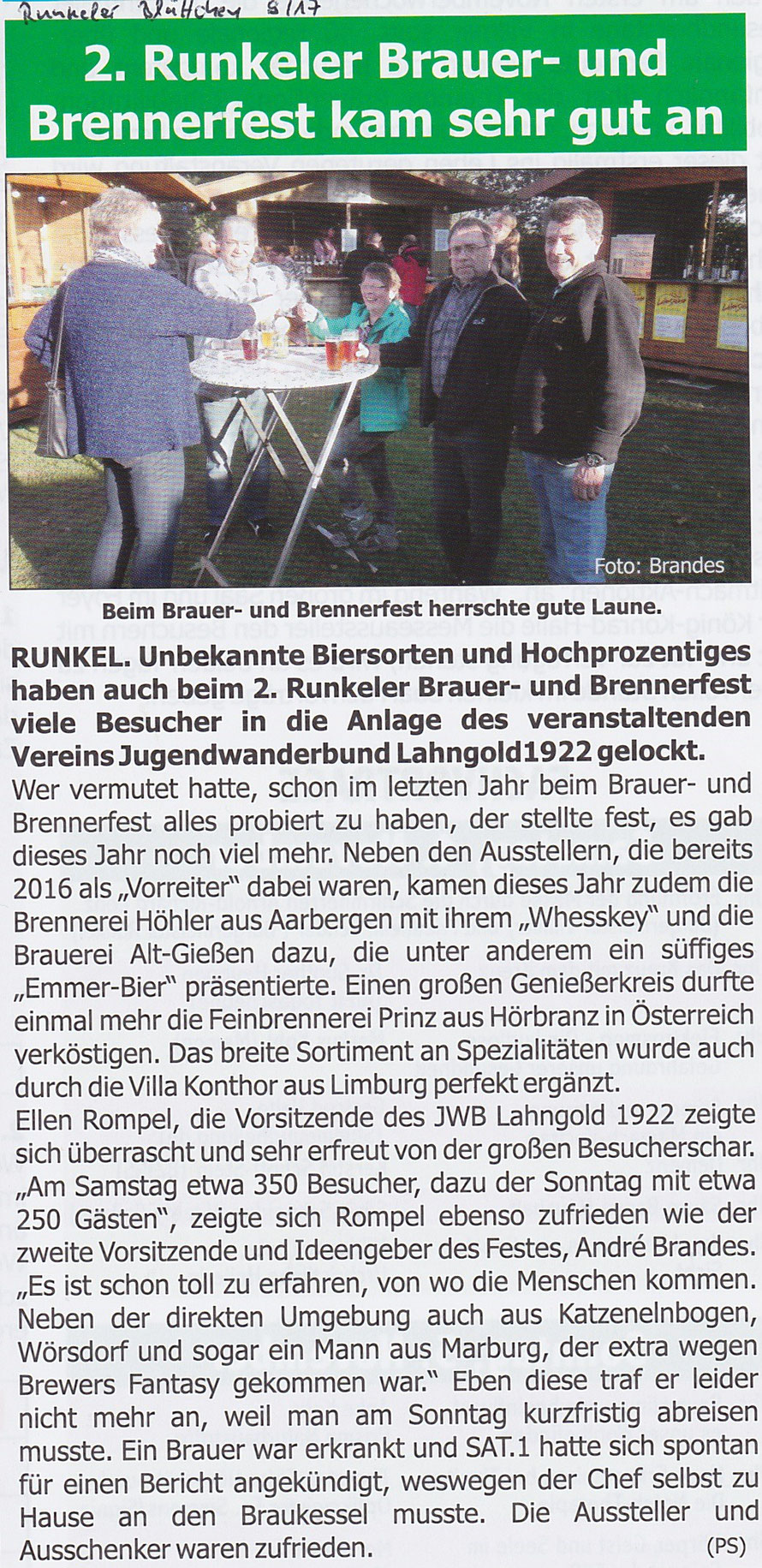 Nachbericht 2. Veranstaltung, Runkeler Blättchen