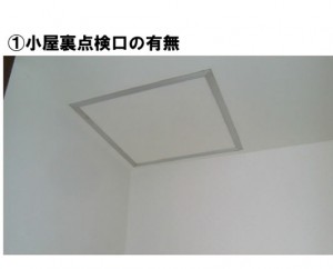 屋根裏点検口で見えない内部を目視検査する