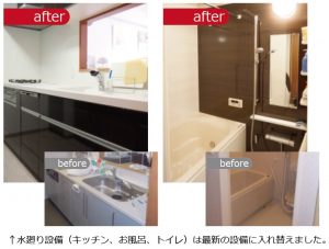 水回りなど日常使用する設備は機能性向上のため最新のものへ交換しました
