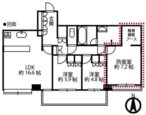 防音設備構築施工工事図