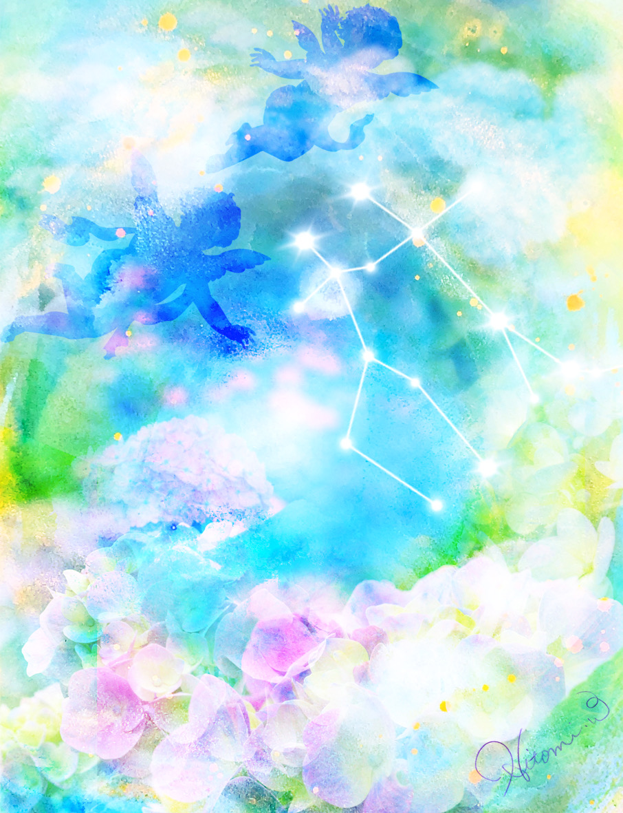 星座シリーズ〜ふたご座〜「ふたご舞う花手毬の空」