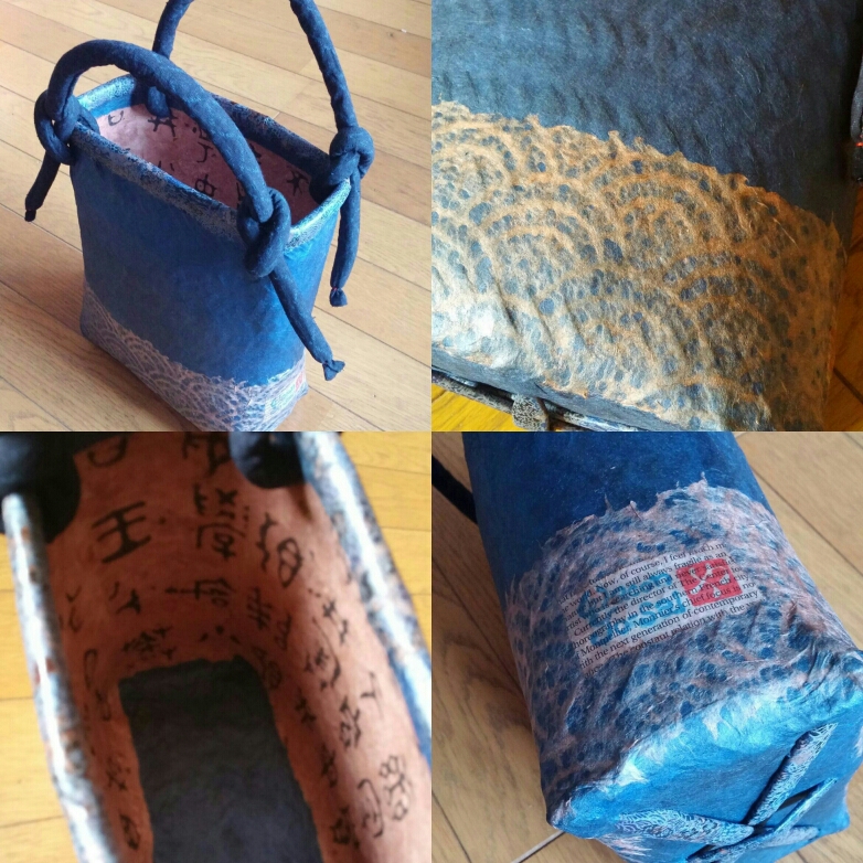 ｢青に青海波｣ 自分用に張ったバッグ  この後３件の同じものご要望がありました