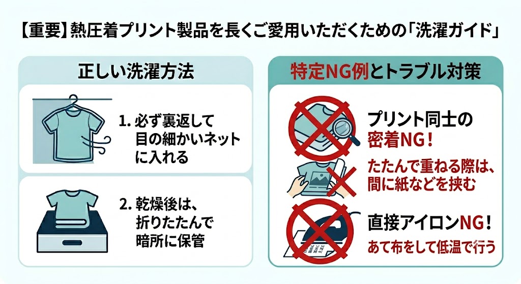 【重要】熱圧着プリント製品を長くご愛用いただくための「洗濯ガイド」
