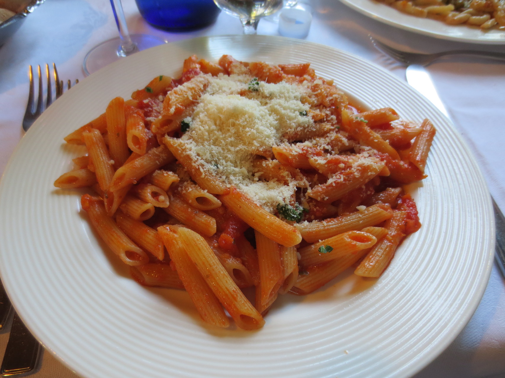 Ristorante La Vecchia Cantina in Trebbiantico: La buona Pasta della Casa..., im Bild "Penne all'arrabiata"