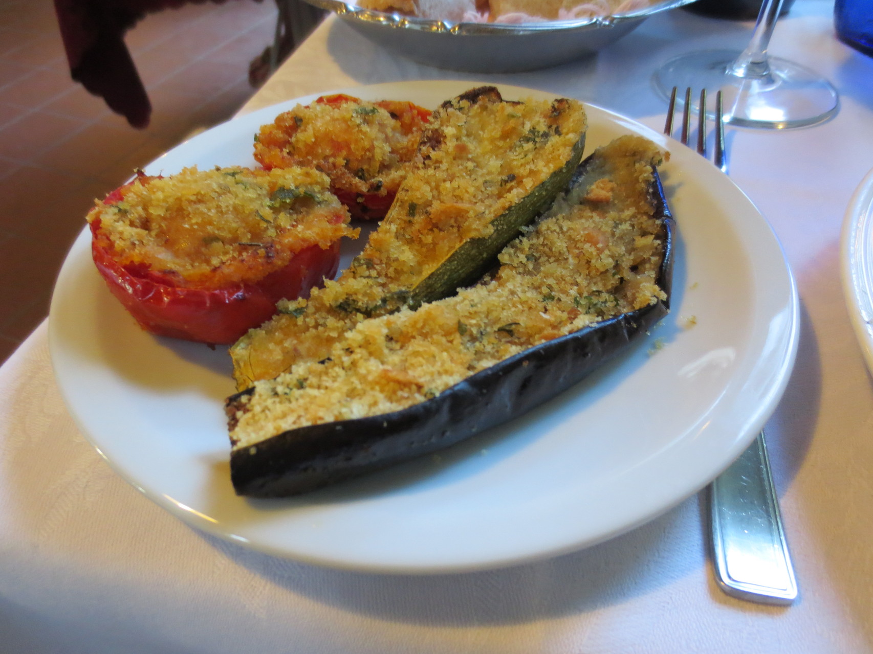 Ristorante La Vecchia Cantina in Trebbiantico: Hausgemachtes Gemüse..., im Bild "Gratinati misti"
