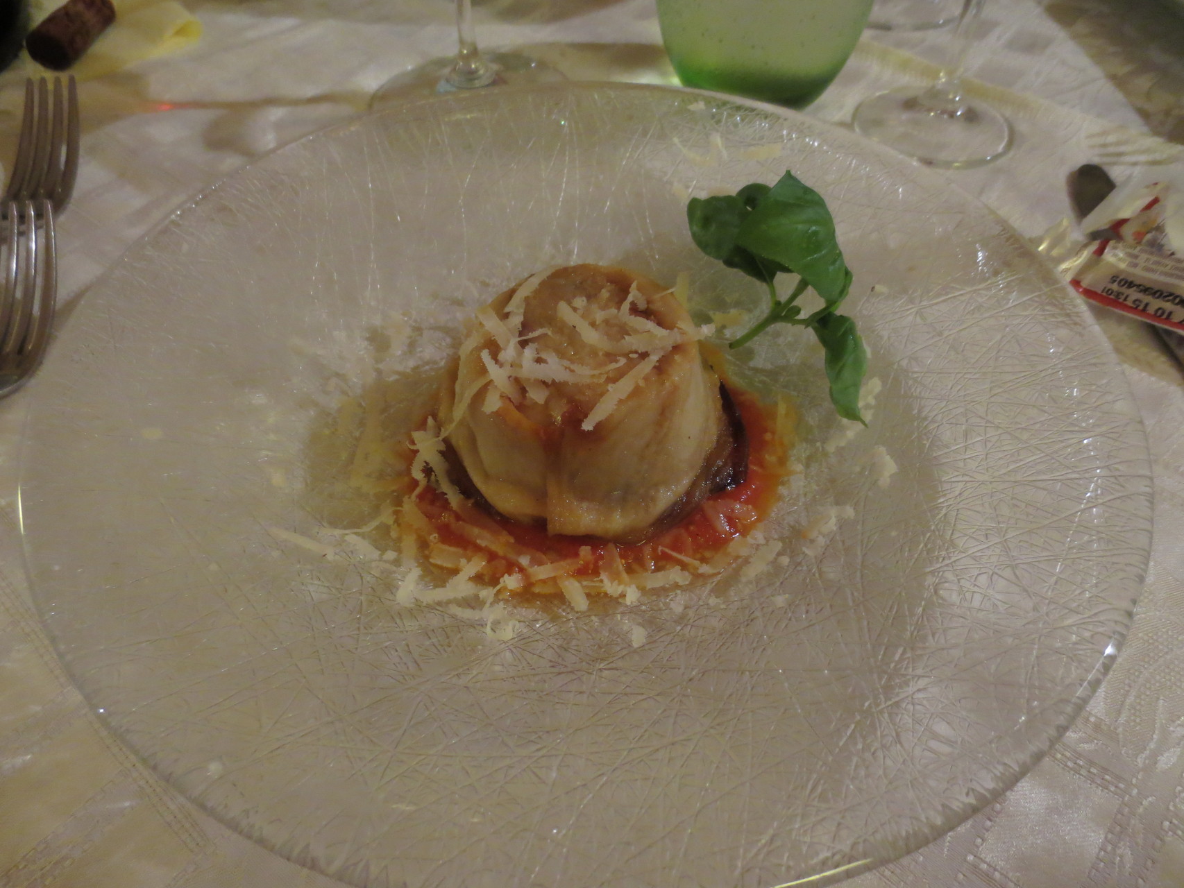 "L'Antica Cantina Poppi" - Ristorante nel centro storico di Poppi: Tolles Gourmet-Restaurant im Zentrum von Poppi, ...hier im Bild die Vorspeise "Auberginen-Flan"