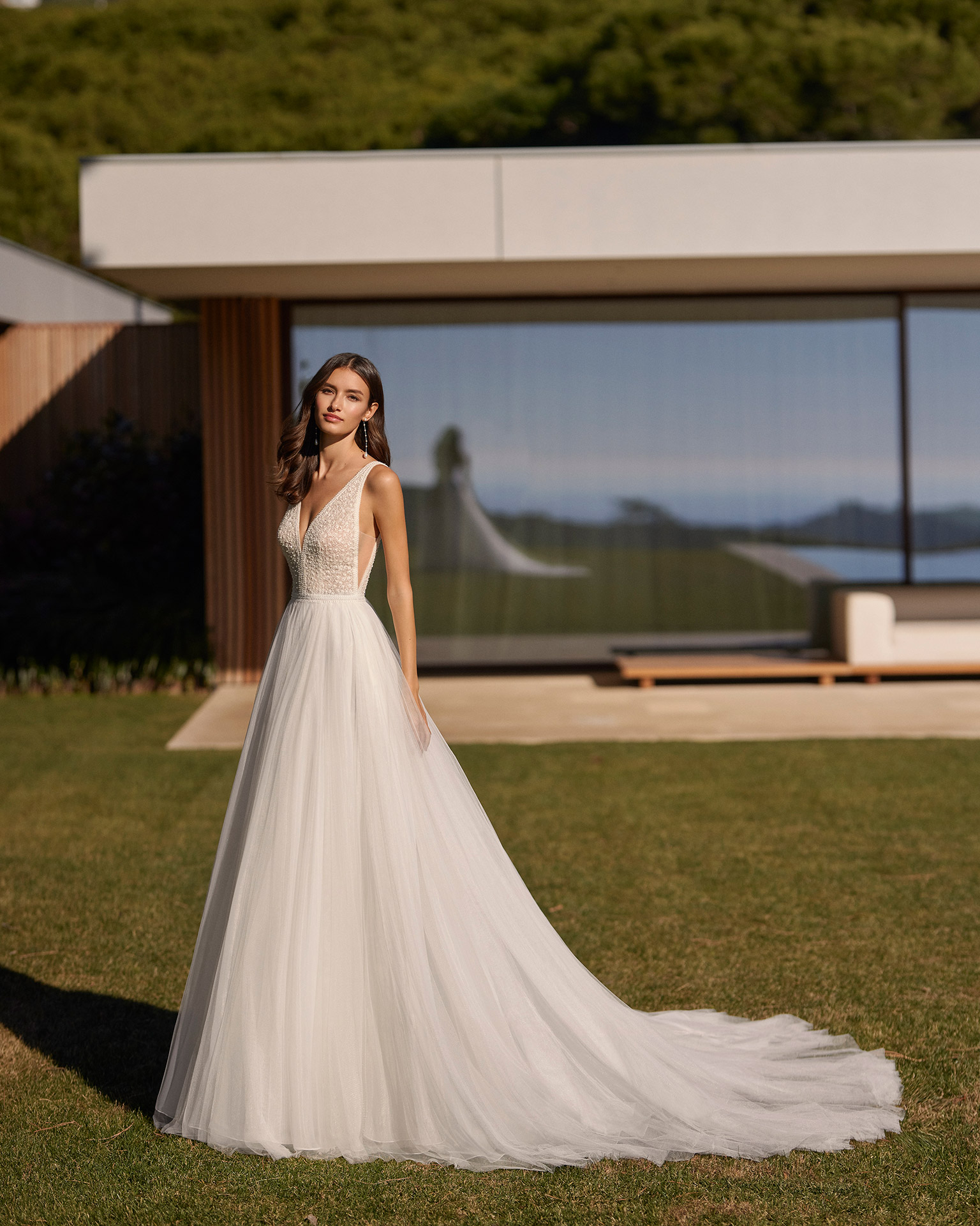 elegantes A-Linien-Brautkleid von Rosa Clará