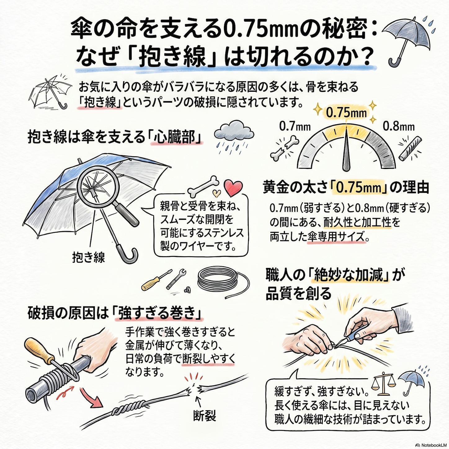 傘の骨を支える「抱き線」が切れる原因とは？