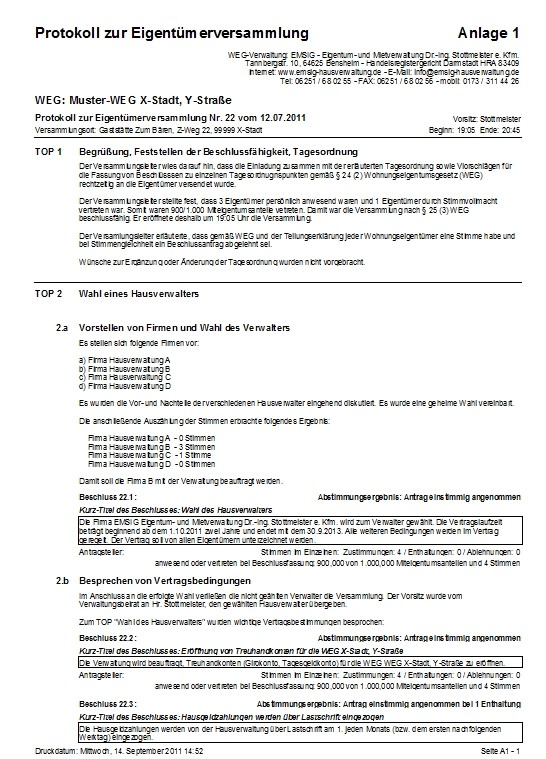 Ausführliches Protokoll