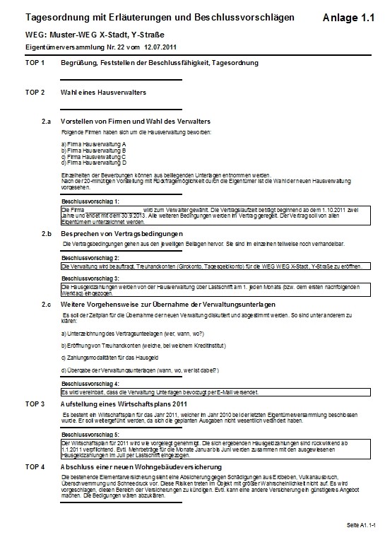 Einladung mit Erläuterungen zur Tagesordnung und mit Beschlussvorschlägen