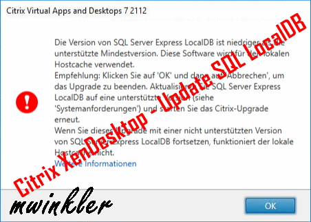 Citrix XenDesktop - Update SQL LocalDB